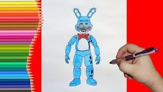 How to draw Old Toy Bonnie, FNaF, Как нарисовать Олд Той Бонни, ФНаФ