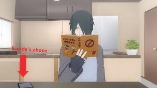 Sasuke's checking Sarada's phone..[ Fan animation ]
