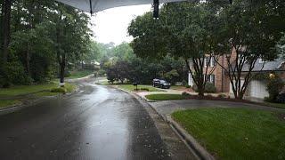 Walking American Neighborhoods and Suburbs in the Rain | Nature Sounds for Sleep and Study