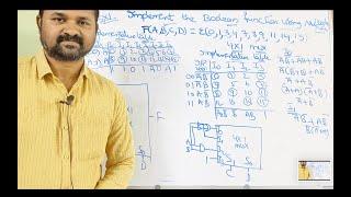 Implementation of Boolean Function using Multiplexers || 8:1 || 4:1 || Example 2 || Implementing