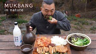 자연낭만 먹방]  막걸리와 함께 항정살 꽈리고추 조림 eat Braised Pork Neck and ChiliesㅣMUKBANGㅣEATING SHOW