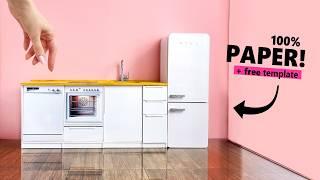 Miniature KITCHEN CABINETS + SINK for BARBIE DOLLS - made with 100% PAPER! - DIY Dollhouse Furniture