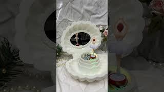 Белая ракушка шкатулка музыкальная с танцующей балериной