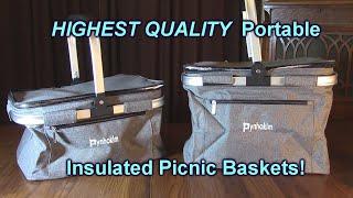 HIGHEST QUALITY  Portable Insulated Picnic Baskets Pynhoklm Brand 2- PACK 22 & 30 liter Size REVIEW