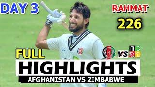 Afghanistan Vs Zimbabwe | Full Highlights | 1st Test Match Day 3 Stumps | Zim Vs Afg