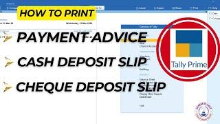 Tally Prime: Payment Advice, Cash and Cheque Deposit Slip