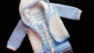 HOW TO CROCHET: Cardigan sweater for boys and girls with hood LEFT HAND in various sizes