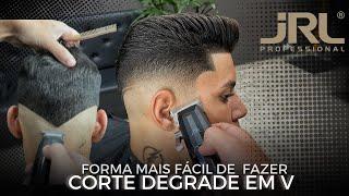 CORTE DE CABELO EM "V" + DEGRADE COM MÁQUINA #jrl TECNICA DE  TESOURA ,PENTEADO E FINALIZAÇAO