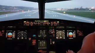 Airbus A319 TOGA-Take-Off from misty Stockholm Bromma Airport