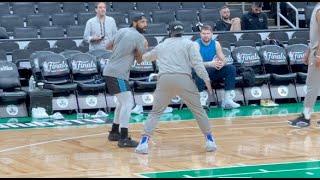 Kyrie Irving at Dallas Mavericks Practice Before Game 5 of NBA Finals at TD Garden