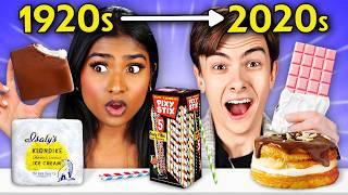 We Try 100 Years of Snacks! (SPAM, Lunchables, Ruby Chocolate)