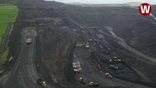 Aerial footage shows latest work at the Ffos-y-Fran opencast mining site in Merthyr Tydfil