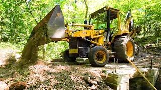 Old Backhoe Building Forrest Road - Stone Bridge Project Rolls On!