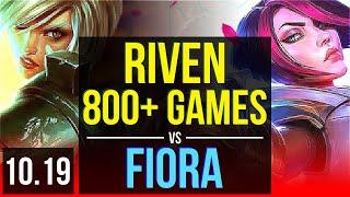 RIVEN vs FIORA (TOP) | 4 early solo kills, 800+ games, KDA 6/0/1 | BR Challenger | v10.19