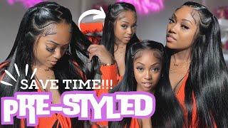 Cute and SECURE: Pre-Styled Zigzag Part 13x4 HD Lace Wig install with wig tape ft. Asteria Hair