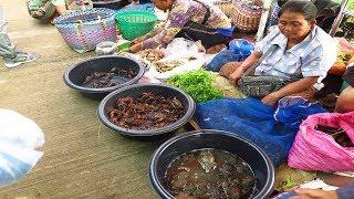 Thai-Laos Morning market , Frogs and Fields crabs in the market