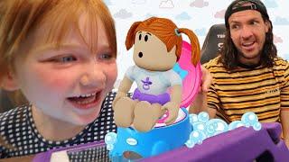 BABY ADLEY Roblox Day Care!!  Dad is the Nursery Boss! new playing, feeding, and potty training game