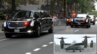 President Biden leaves New York | Military helicopters, motorcades, and security during UN meeting