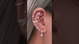 Feminine Butterfly Ear Piercing Ideas for Women with Silver Earrings