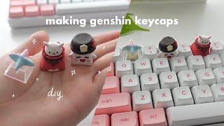 DIY genshin impact polymer clay keycaps  (boo tao, klee bomb, primogem)