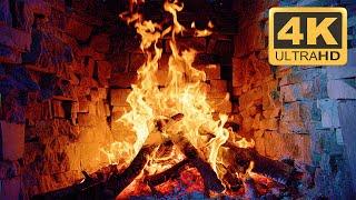 4K ULTRA HD Burning Fireplace on TV & Crackling Fire Sounds  3 HOURS of Relaxing Fireplace Sounds