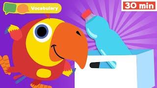 Learning First Words with Larry the Parrot | Sensory Stimulation for Babies | Vocabulary for Kids