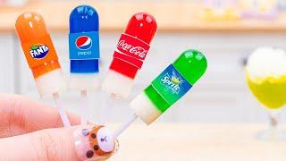 Sweet Rainbow Jelly  Making Miniature Coca Cola Pepsi Fanta Jelly From Fruits with Cat Cakes 