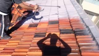 Painting Terracotta Roof Tiles Step 3 Applying Special Sealer - Able Roof Restoration