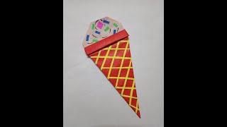 How to make origami ice-cream cone for kids|| Paper folding craft easy step by step  for Beginners.