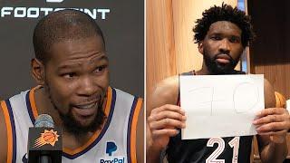 "70?!...s--t!" Kevin Durant Finds Out Joel Embiid Scored 70 Points