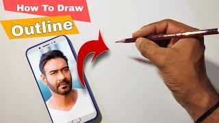 Ajay Devgan drawing from bhuj | Outline tutorial (Grid Method)