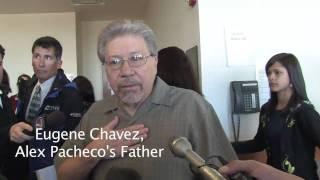 Alex Pacheco's father, Eugene Chavez, reacts to his son pleading guilty