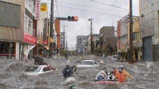 Japan a few minutes ago! Many people and cars floating in water, flooding in Hiratsuka