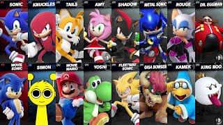 Sonic vs Mario vs Giga Bowser vs Yoshi vs Tails vs Shadow vs Knuckles | Super Smash Bros Ultimate