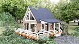  Charm 18'x23' (5,5x7m) Small House with Loft Design | Smart Floor Plan 