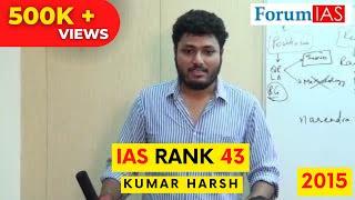 (Hindi ) How to crack IAS in first attempt at age 22 - IAS Topper Rank 43 Harsh shares his strategy