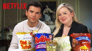 Luke Newton and Nicola Coughlan Taste Test Canadian Chips | Bridgerton | Netflix