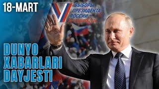 RF prezidentlik saylovida Putin rekord natijalar bilan g‘alaba qozonmoqda