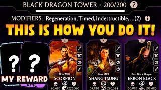 MK Mobile. How to Beat Battle 200 in Fatal Black Dragon Tower. This Battle is THE WORST!