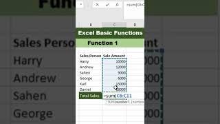 Excel Basic Sum Function #excel #exceltips #sumfunction #excelbasics