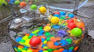 Marble Run Outdoors  Beautiful marbles rolling down various courses [Long video]