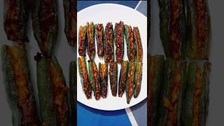 Stuffed okra fry | stuffed ladyfinger Recipe | Bhendi gota bhaja #shorts #streetfood #bhendirecipe