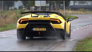 Supercars leaving Spring Event in the RAIN- 600LT, 1000HP RS6 C8, 720S, Performante Spyder, M3 F80..