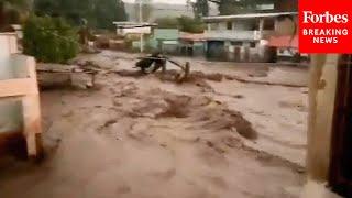 Hurricane Beryl Causes River To Overflow & Severe Flooding In Sucre, Venezuela