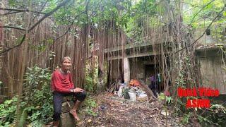 Old Woman Clean 100 Year House Transforming ancient vegetation with Stilh Saw