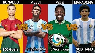 WHO IS THE G.O.A.T??? Comparison: Cristiano Ronaldo vs Lionel Messi vs Pele vs Diego Maradona