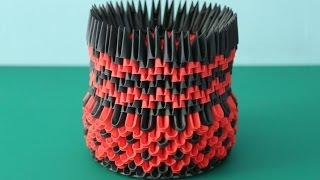 DIY: 3D Origami Brush/Pen Holder (Black & Red)