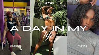 A Day In My Life | Leg workout | New suit | Prep for Vacation| Curly hair Routine