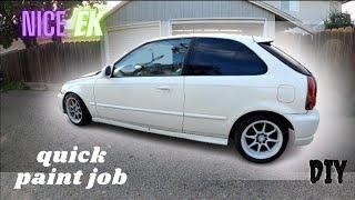 Honda Civic Ek Hatchback project car gets a quick paint job after body work