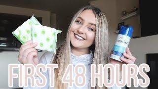 FIRST 48 HOURS AFTER GIVING BIRTH | POSTPARTUM MUST HAVES | Abby Lindquist